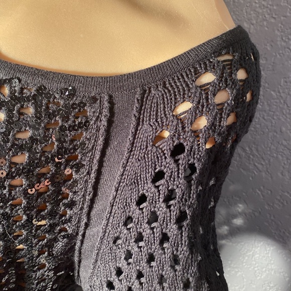 INC - open knit sweater: black sequin l/s - XL - Picture 12 of 16